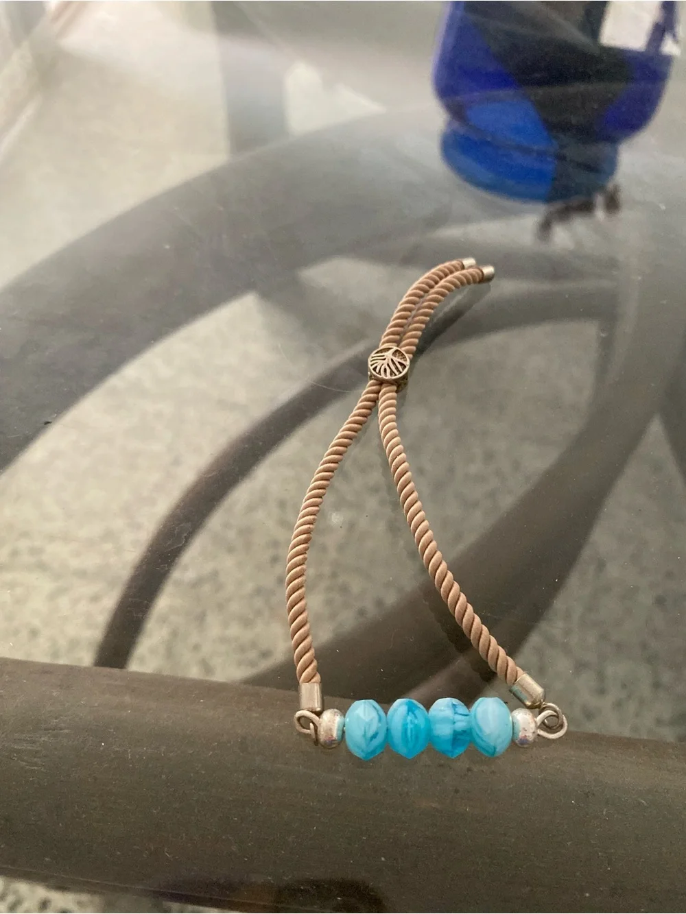 Handcrafted Blue Bead Rope Bracelet - Unbranded